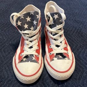 Converse Kids Shoes - Red, White, and Blue Star Design